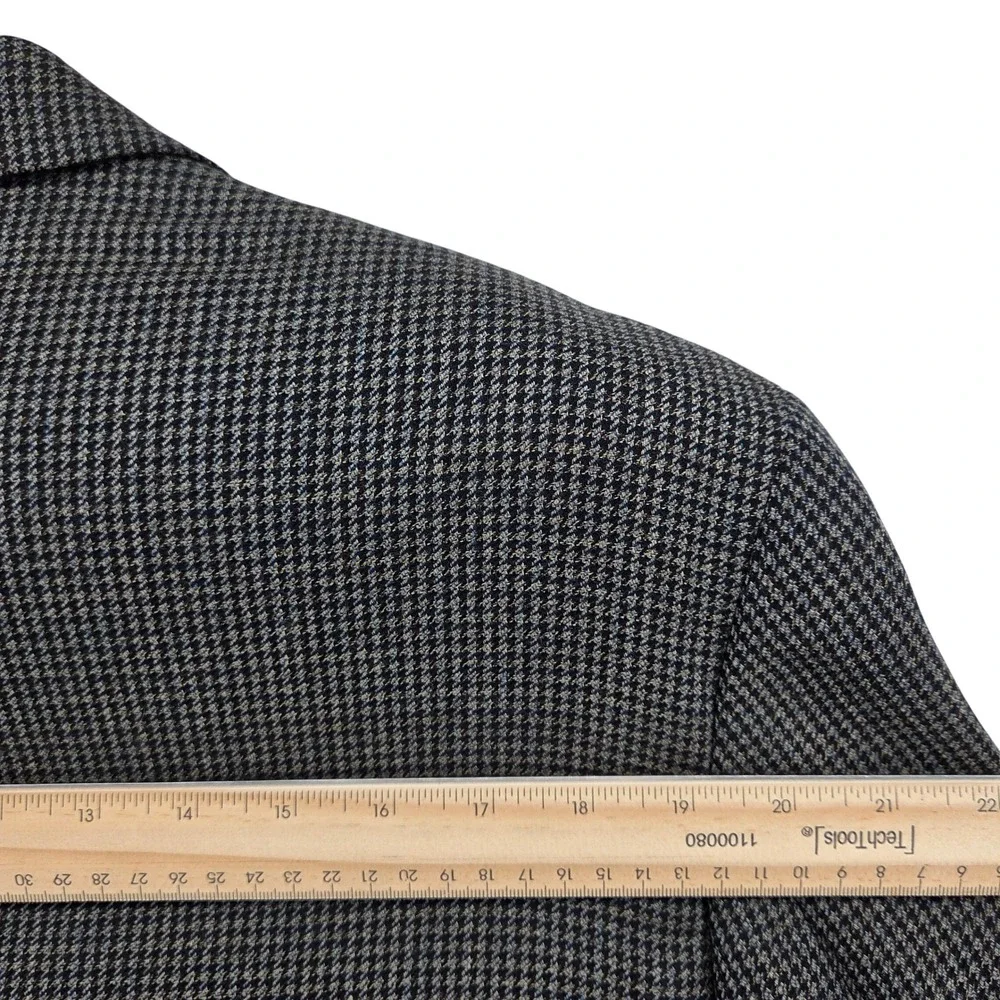 Jos A Bank‎ Executive Collection Wool Cashmere Blazer Houndstooth Olive Gray 44R